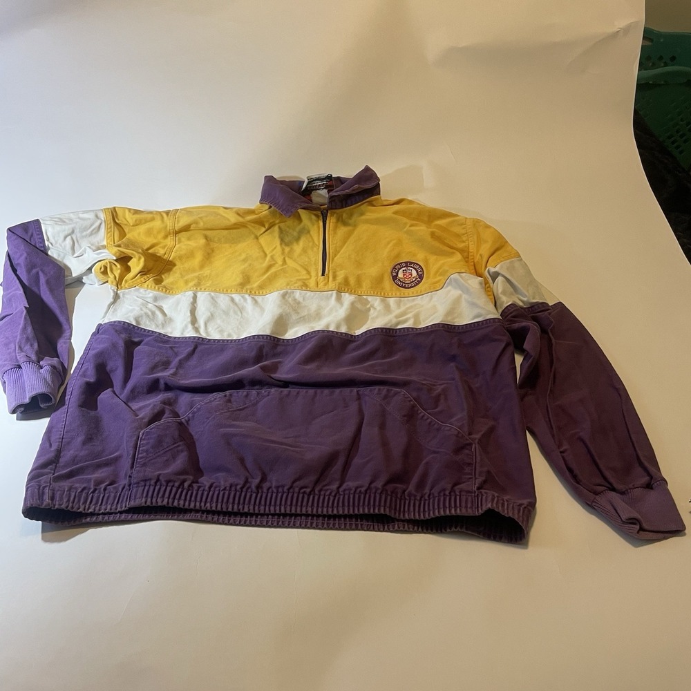 Vintage Laurier  1/4 Zipper Windbreaker Jacket Sz XL Purple & Yellow Front Pouch
